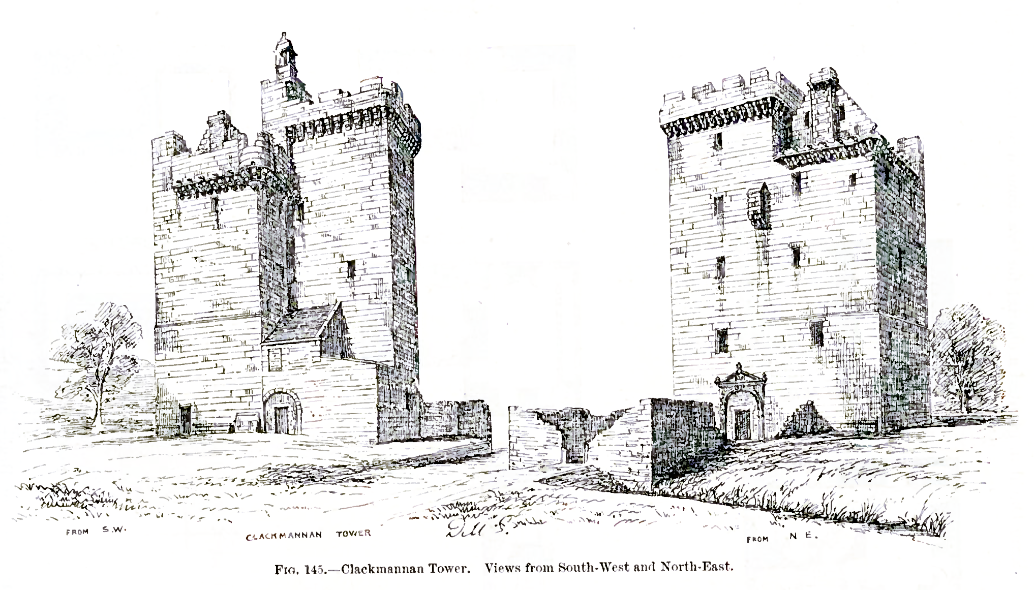 Architectural elevation drawings comparing South-West and North-East views